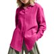 thumbnail image 5 of Señora suelta elegante Top Casual algodón verano camisa cómoda solapa ropa de calle firme traje, 5 of 6