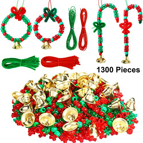 Christmas Beads Ornament Kit For Kids, 1000 Pieces Tri Beads, 200 Pieces Plastic Beads,50 Pieces