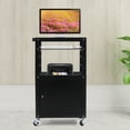 thumbnail image 2 of Miumaeov Steel Large AV Cart with Extra Storage - Adjustable Height Cart with Locking Cabinet, Pullout Tray, Power Strip and Easy to Assemble, 2 of 14
