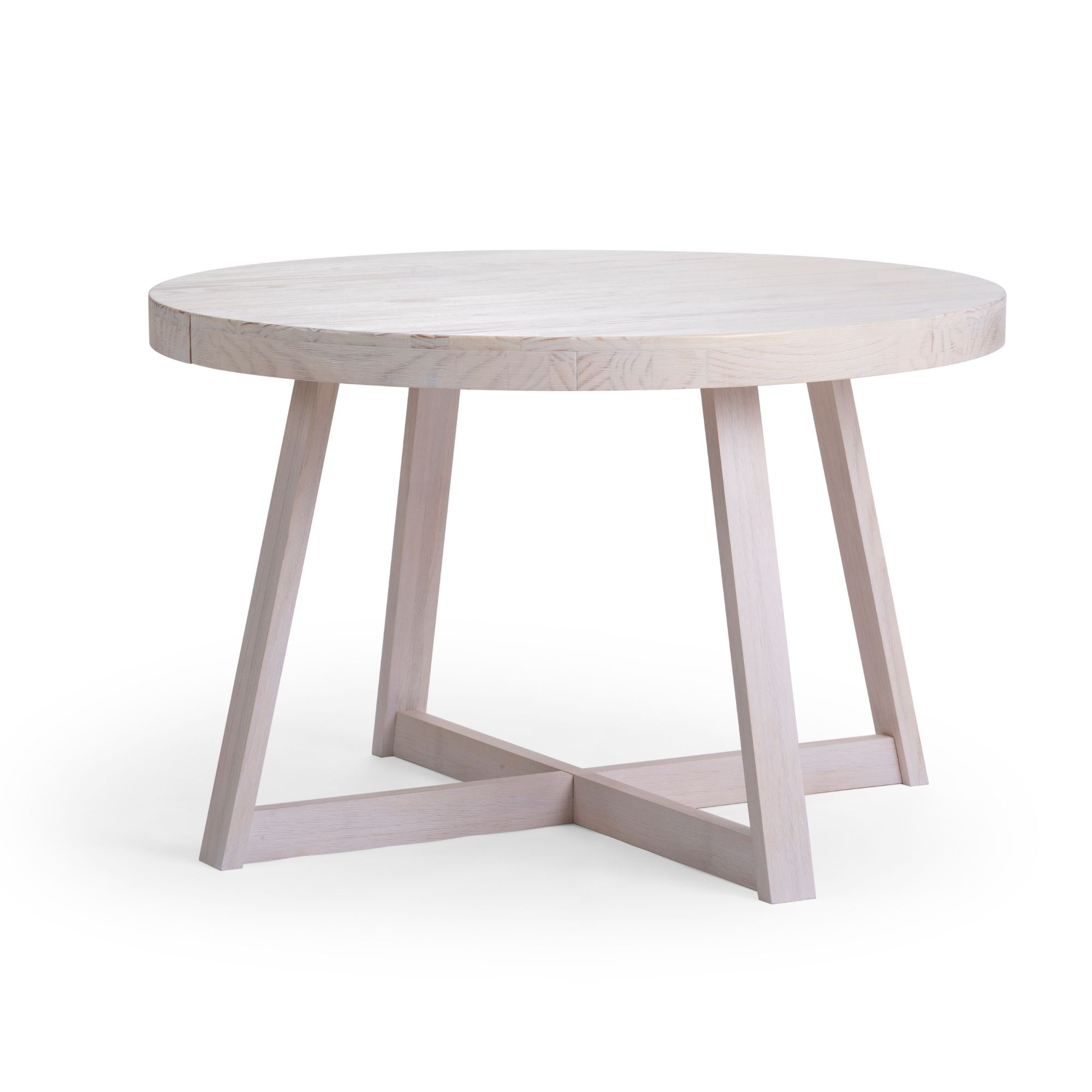 Plank+Beam 47" Round Hardware Included Dining Table, White Sand Wirebrush