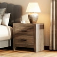 thumbnail image 2 of WAMPAT Modern Side Table with 2 Drawers Storage Cabinet for Bedroom, Living Room, Rustic Brown, 2 of 5