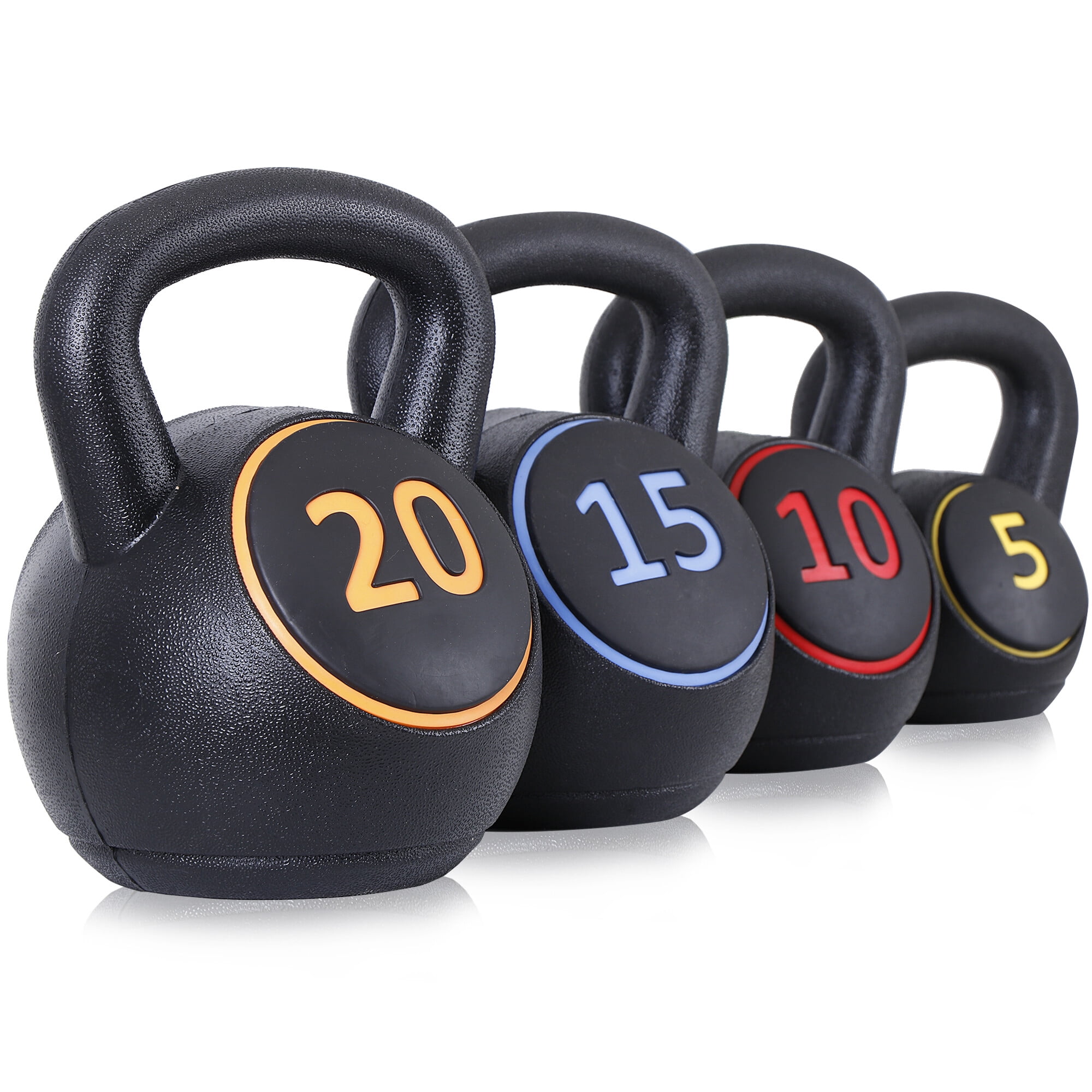 ZENY 4-Piece Kettlebell Exercise Fitness Weight Set with Storage Rack, 5lb, 10lb, 15lb, 20lb for Full Body Workout & Exercise Fitness