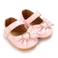 thumbnail image 5 of Zanarzt Infant Mary Jane Shoes Baby Girls Mary Jane Shoes Cute Bow Leather Princess Shoes Soft Sole Anti-Slip Newborn First Walking Shoes Dress Shoes Pink,US 5, 5 of 9