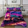thumbnail image 1 of Erosebridal Train Print Coverlet Set King, Steam Engine Bedding Set, Hot Pink,, 3 Pieces, 1 of 5