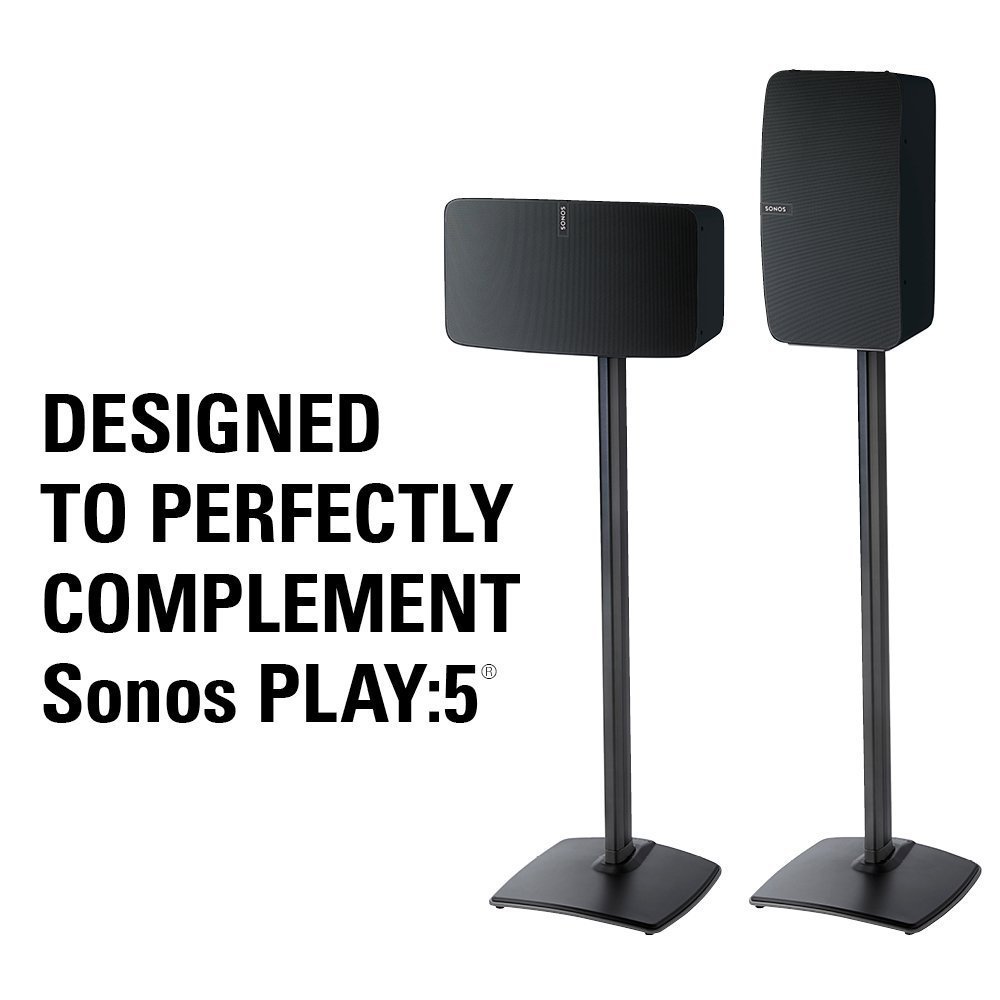 SNSWSS51B1 Sanus Speaker Stand for Sonos Play:5 Audio Enhancing Design for Vertical & Horizontal Orientations with Built-In Cable Management and Premium Aluminum Materials (Black) - image 2 of 4