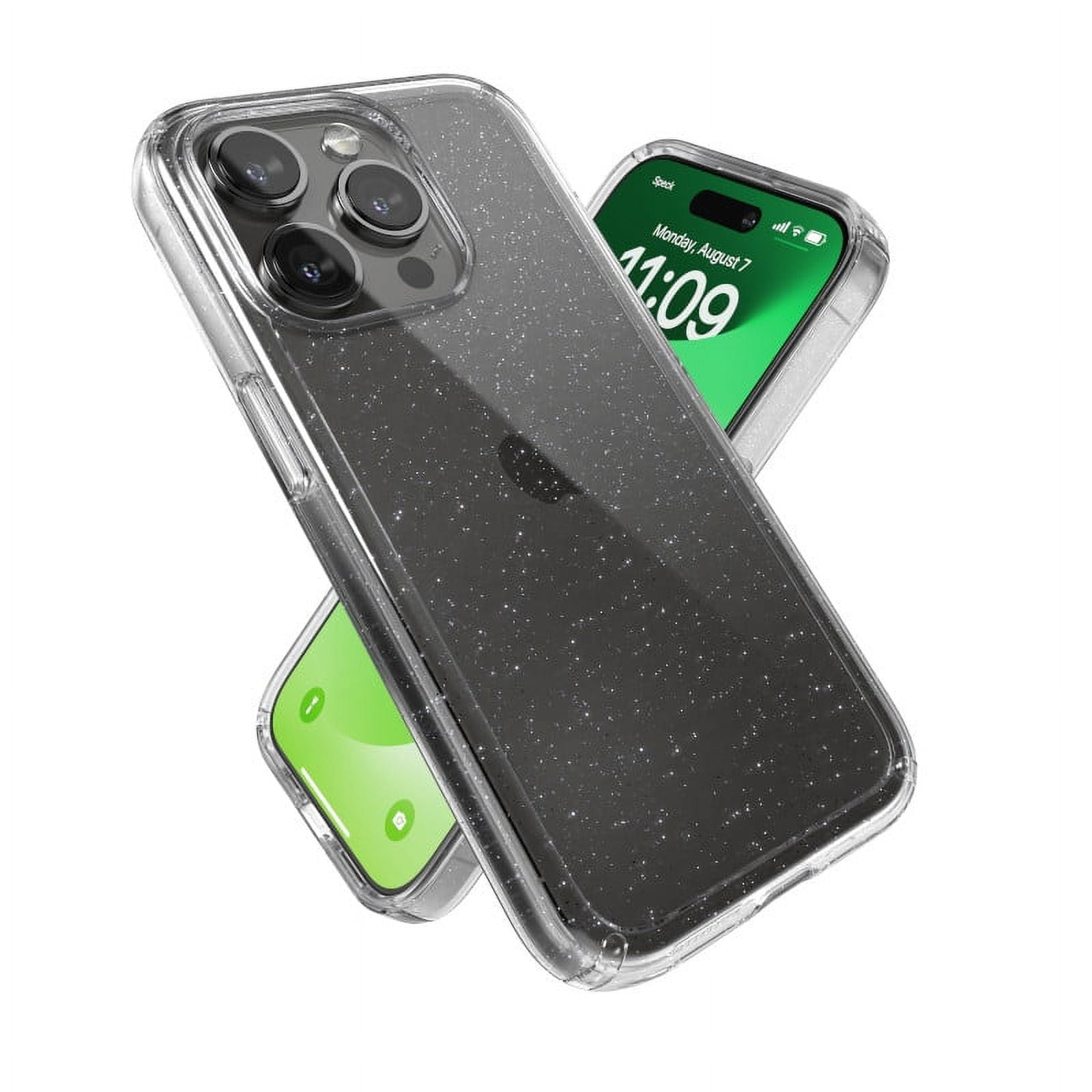 Speck Gemshell with Glitter Case for iPhone 15 Pro in Clear and Platinum Glitter
