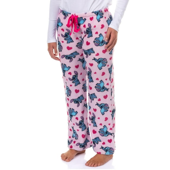 Disney Stitch Pajamas Women's Plush Heart Accents Adult Lounge Sleep Pants
