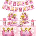 thumbnail image 2 of COOL Mario Peach Princess Fiesta De Cumpleaños Temática Decoación Plato De Papel Toallas Mantel Bandera Nuevo, 2 of 4