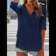 thumbnail image 4 of Sudadera con Capucha para Mujer, de Larga, Cuello en V y Bolsillos, para Playa Azul Oscuro XL, 4 of 8