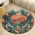 thumbnail image 4 of Boho Vintage Floral Round Small Area Rug, Print Non Slip Washable Floor Mat, Soft Throw Rug for Living Room, Powder Room Entryway, Bathroom, Bedside, 4 of 6