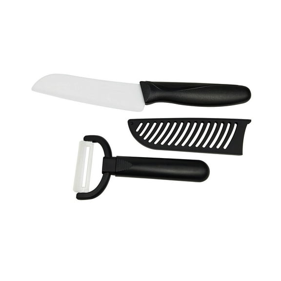 Maxfavor Kitchen Ceramic Knife Peeler Non-Stick Knife Meat Fruit Vegetable 5" Set