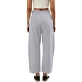 thumbnail image 3 of Barrel Pants For Women Elastic Waist Loose Fit Trouser Summer Casual Beach Vacation Lounge Pants With Pockets, 3 of 7