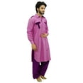 thumbnail image 2 of Atasi Men's Pathani Style Men's Salwaar Kameez Pink Punjabi Shirt-Medium, 2 of 7