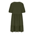 thumbnail image 7 of Tianiyouqing Sundresses for Women Birthday Plus Size Crew Neck Oversized Vacation Beach Dresses Cotton Linen Ruffle Tiered Layered Casual T Shirts Dresses Army Green 2XL, 7 of 7