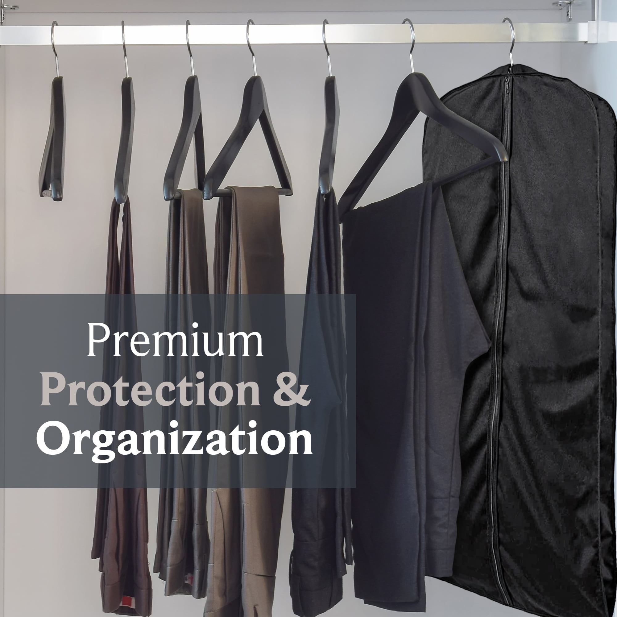 60'' Breathable Black Cotton Poplin (Black Trim) Garment Bag - 1 Count - Basic LTD