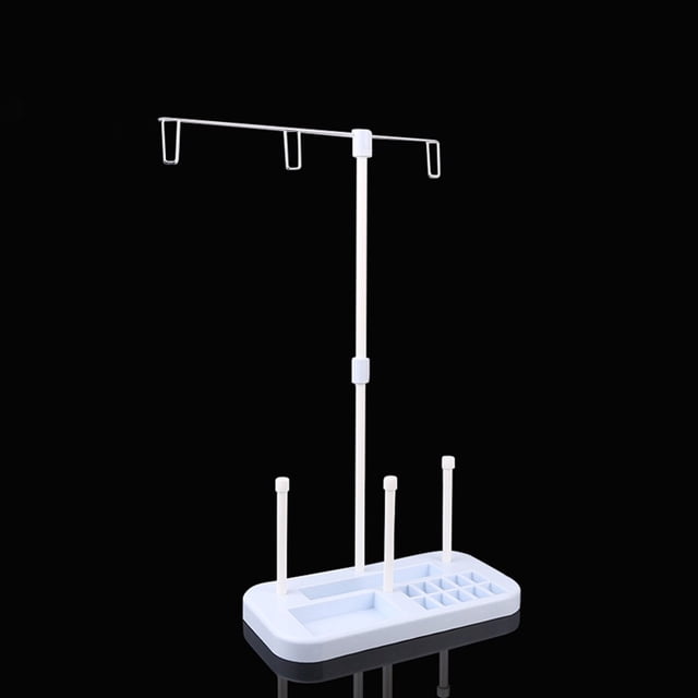 BUYISI For Home Sewing Machine Spool Kit Adjustable Sewing Machine Needle Thread Bobbin 3 Embroidery Thread Spools Holder Stand White