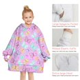 thumbnail image 6 of Pink Butterfly Pattern Blanket Hoodies for Kids 6-13YR Oversize Wearable Blanket Hoodies for Boys Girls Teens, 6 of 7