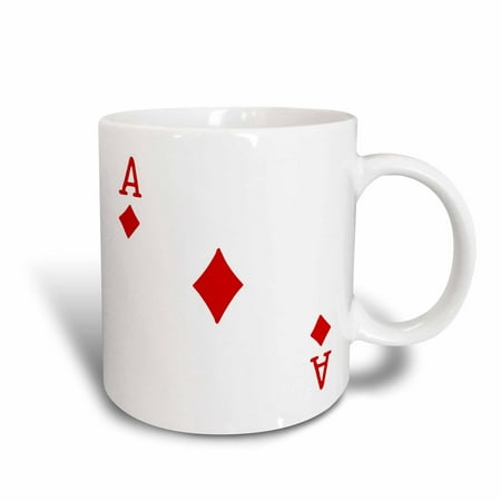 3dRose Ace of Diamonds playing card - Red Diamond suit - Gifts for cards game players of poker bridge games, Ceramic Mug,