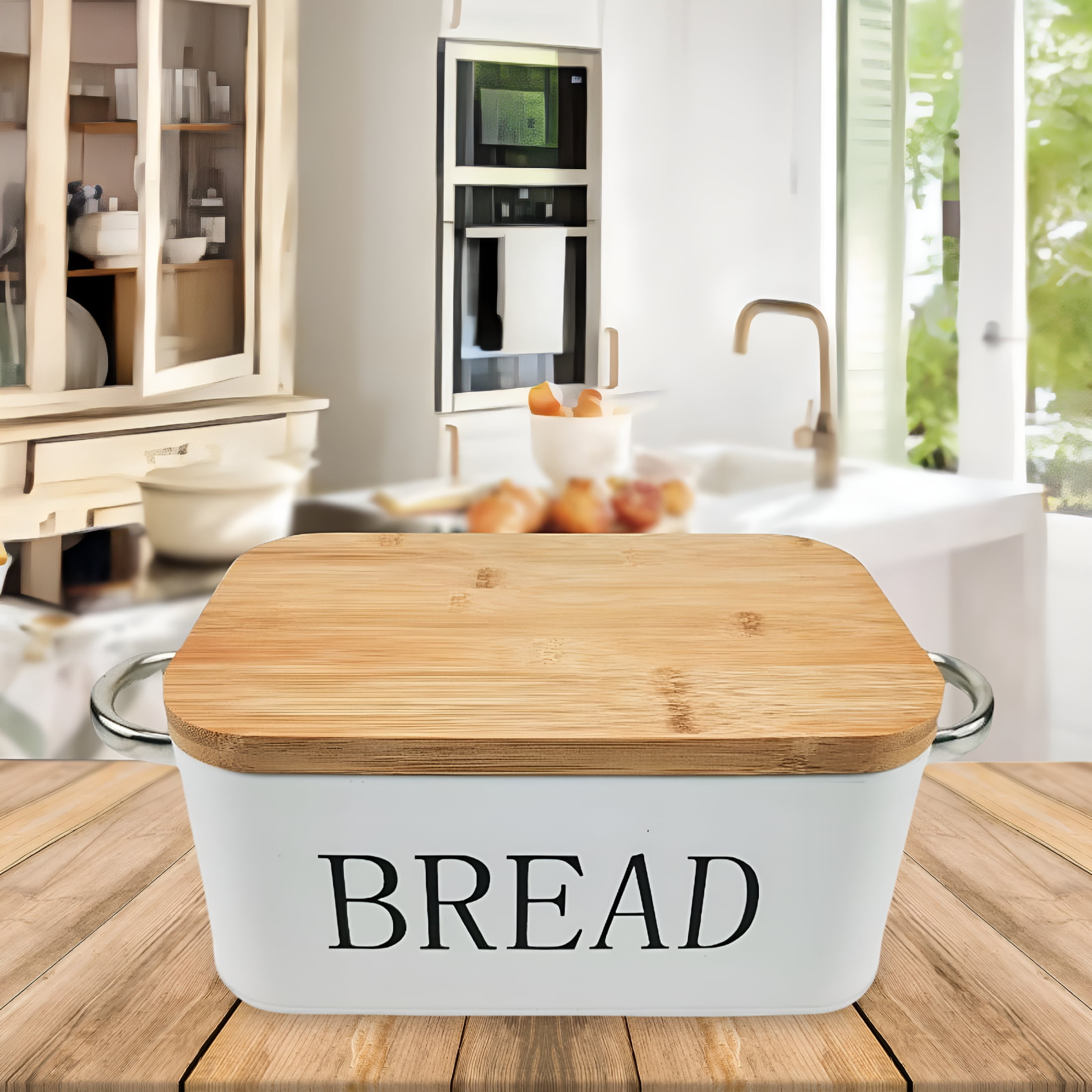 ACDANC 2026 New Rustic Style Multi Purpose Bread Storage Container with Cutting Board Lid Counter Bread Box for Coffee Shop Kitchen