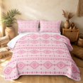 thumbnail image 2 of Erosebridal Bohemian Aztec Quilt Full, Hippie Stripe Full Bedspread Sets, Light Pink 3-Piece, 1 Coverlet and 2 Pillowcases, 2 of 7