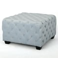 thumbnail image 2 of Thaurin Modern Glam Button Tufted Velvet Ottoman, Ligt Gray and Dark Brown, 2 of 8