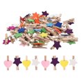 thumbnail image 1 of 100pcs Natural Wooden Small Clips Photo Heart Star Clips Small Colorful Clothespins, 1 of 7