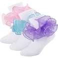 thumbnail image 7 of 3Pairs Girls Ruffle Socks Toddler Double Lace Sock Turn Cuff Frilly Dress Socks Pageant with Ruffles Little Baby Girl Kids, 7 of 7