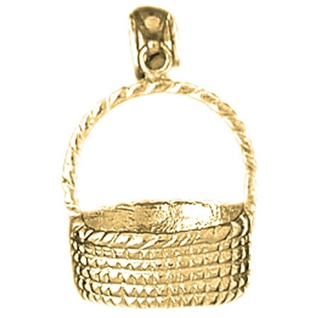 10K Yellow Gold 3D Basket Pendant - 22 mm
