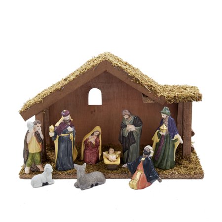 10-Piece Religious Christmas Nativity Figurine Set with 