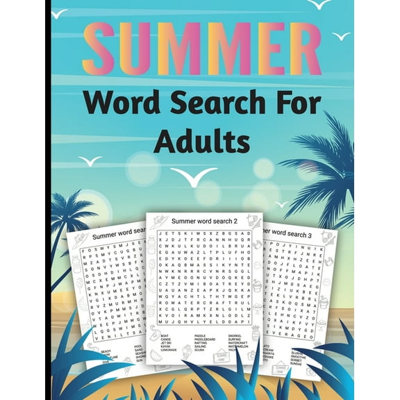 Summer Word Search for Adults: Large Print Puzzle Word Search Book, Activity Books, (Paperback)