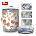 thumbnail image 3 of 12oz Tumblers White Orange Baseball Gear Pattern Vacuum Insulated Stainless Steel Travel Tumbler Cups Mug with Lid and Straw for Beer,Coffee,Beverages with Cleaning Brush for Cold & Hot Drinks, 3 of 5
