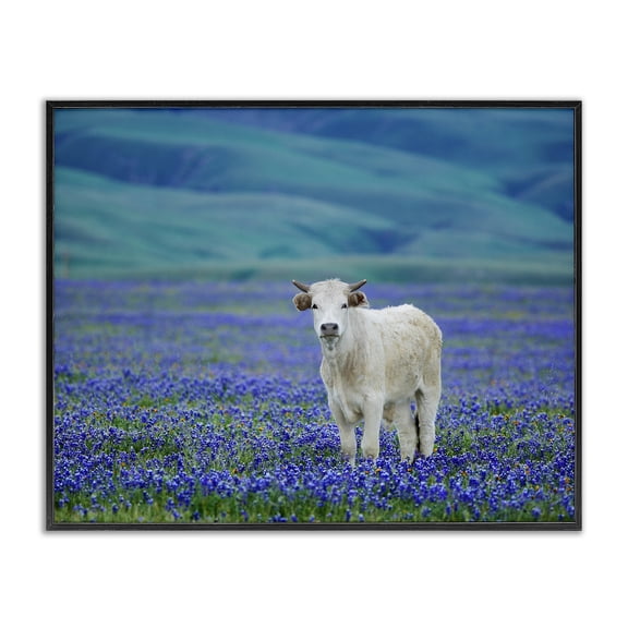 Stupell Industries Farmhouse White Cattle Lavender Field Black Framed Giclee Art, 14 x 11, by Dennis Frates