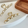 thumbnail image 2 of Fofosbeauty 2PC Pearl Hair Clips for Women Girls, Non-slip Strong Hold Jaw Clips, Gift for Thick Thin Curly Hair, Claw Clips, Pearls&White Diamonds + Pearls&Black Diamonds, 2 of 6