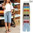thumbnail image 5 of ZACPNCV 2PC Shorts for Girls Summer Casual Knee Length Bermuda Shorts Kids High Waisted Drawstring Short Pants Teen Girls Clothes Watermelon Red 5-6 Years, 5 of 5
