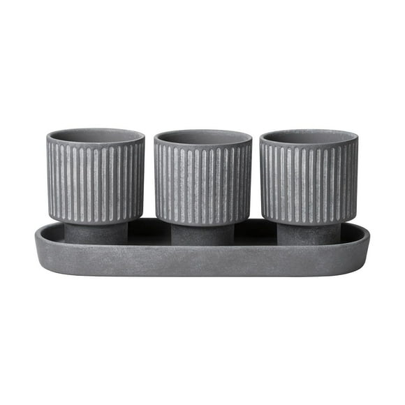 Better Homes & Gardens Ceramic Herb Planter Set-Grey, Flower pot
