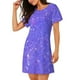 thumbnail image 2 of Fotbe Purple Glitter Bata de Dormir para Mujer con Estampado, Camisón de Algodón de Manga Corta, Ropa de Dormir Casual, 2 of 6