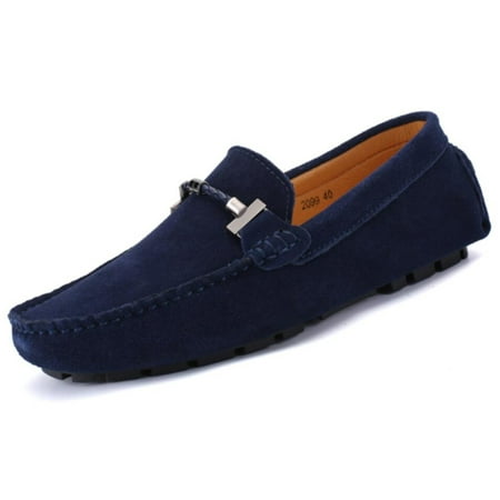 

Go Tour Handmade Mens Casual Loafers Moccasins Slip On Driving Shoes Blue 12/48