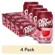 (4 pack) Dr Pepper Strawberries and Cream Soda Pop, 12 fl oz, 12 Pack Cans