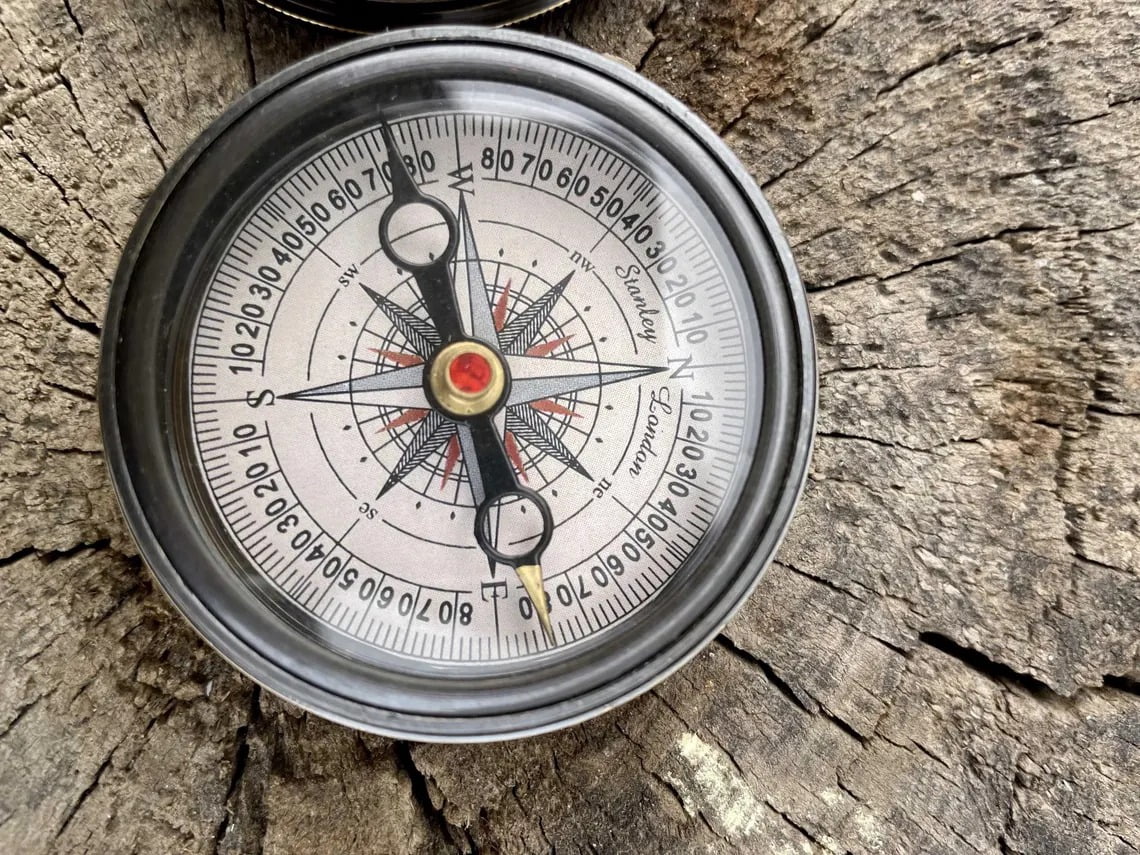 Robert Frost Engraved Compass - "The Road Not Taken" Brass Pocket Compass - Graduation, Traveler & Anniversary Gift
