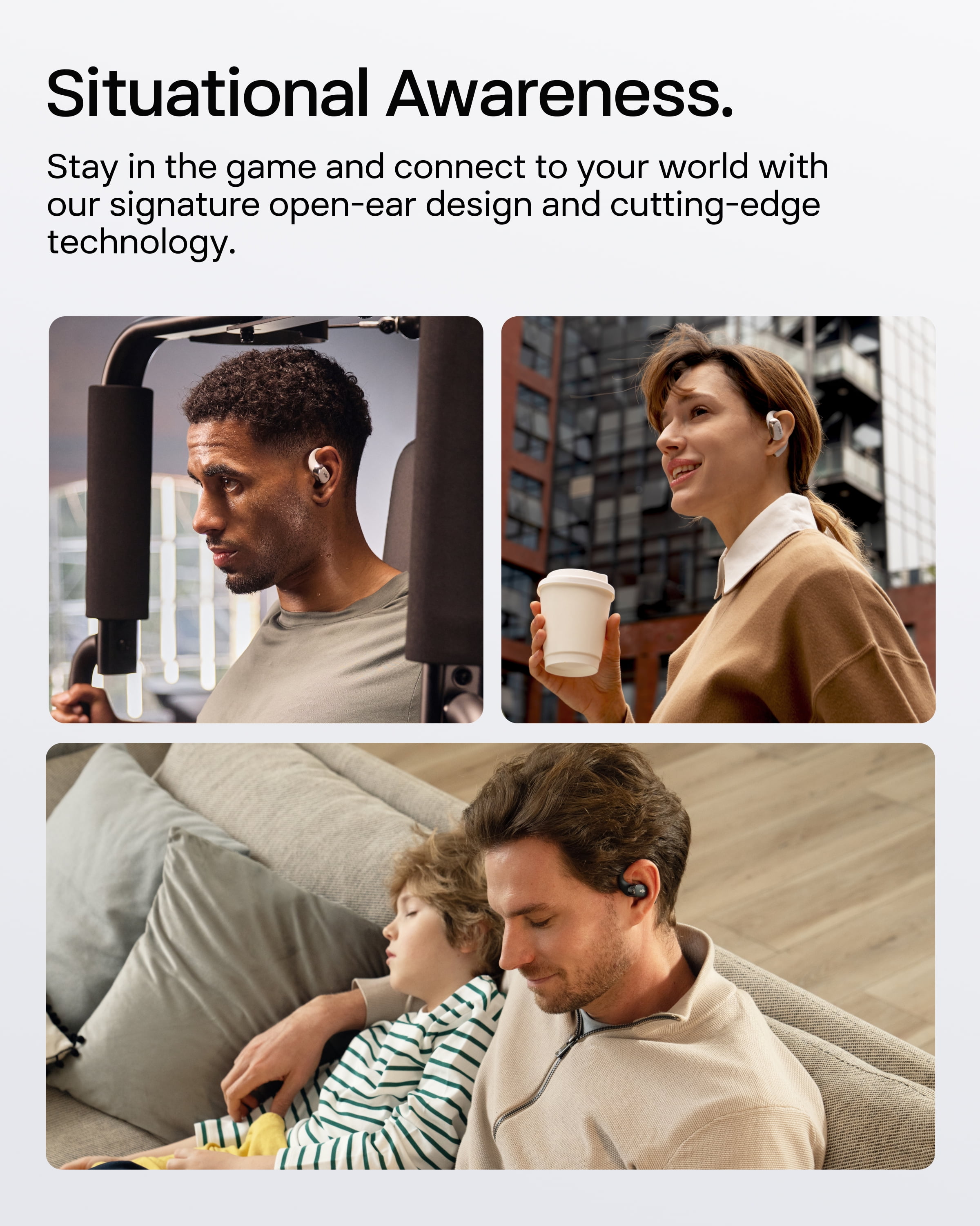 SHOKZ New OpenFit 2+ Open-Ear Headphones, Dolby Audio Enabled, Comfortable Earbuds with Soft Ear Hooks, 48H Playtime, IP55 Water-Resistant, USB-C Fast Charging, Wireless Charging, Gray