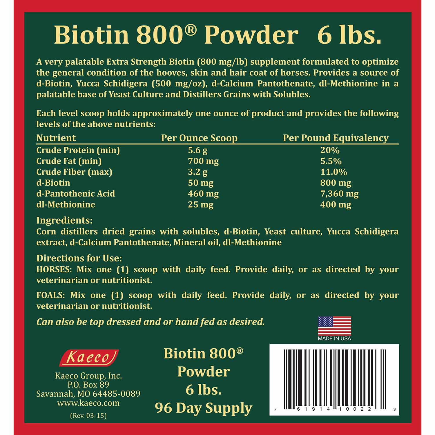 Biotin 800 Powder, 6 lb