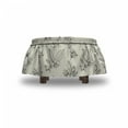 thumbnail image 4 of Floral Ottoman Cover, Vintage Romantic Orchids, 2 Piece Slipcover Set with Ruffle Skirt for Square Round Cube Footstool Decorative Home Accent, Standard Size, Cream Charcoal Grey, by Ambesonne, 4 of 5