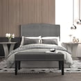 thumbnail image 2 of WHI Aurora Adjustable Velvet Headboard for 54"/60" Mattress with Bench in Gray, 2 of 8