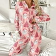 thumbnail image 5 of Pajama Sets for Women 2 Piece Christmas Santa Printed V Neck Button Long Sleeve Matching Pants Set Women Pjs Sets,Pink,L, 5 of 8