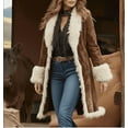 thumbnail image 4 of Women's Vintage-Style Denim Jacket Thickened Lining for Windproof Warmth Western-Style Ancolack Jacket, L, Coffee,XL,Coffee, 4 of 6