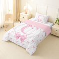 thumbnail image 2 of Manfei Ribbon Bow Tie Letter C Monogrammed Twin Comforter Sets 3-Piece for Teens Girls,Kids Cute Bowknot Pearl Bedding Set,Pink Reversible,Super Cozy Room Decor, 2 of 6