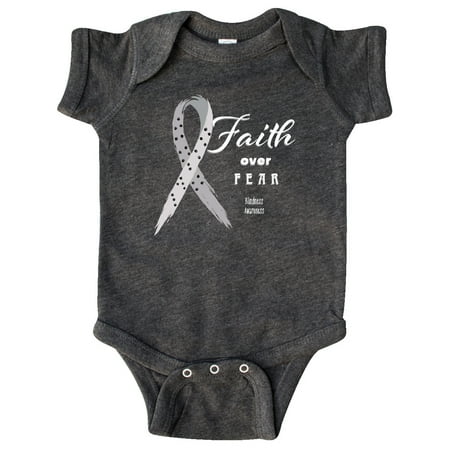 

Inktastic Faith Over Fear Blindness Awareness with Ribbon Gift Baby Boy or Baby Girl Bodysuit