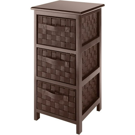 Whitmor Wood and Woven Strap 3-Drawer Chest, Java