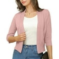 thumbnail image 3 of Delliss Women's Solid Color Versatile Short Fall Knitted Cardigan Pink M, 3 of 7