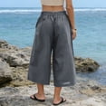 thumbnail image 6 of MLCDZ Women's Capri Palazzo Pants High Waist Wide Leg Baggy Lightweight Summer Beach Golf Camping Trendy Chino Cropped Trouser with Multiple Pockets, 6 of 10